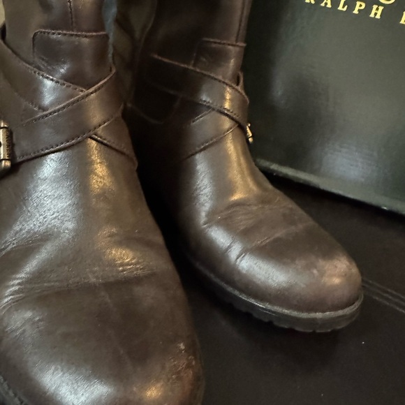 Lauren Ralph Lauren Brown Leather Boots ladies Sz 6 - Picture 3 of 10